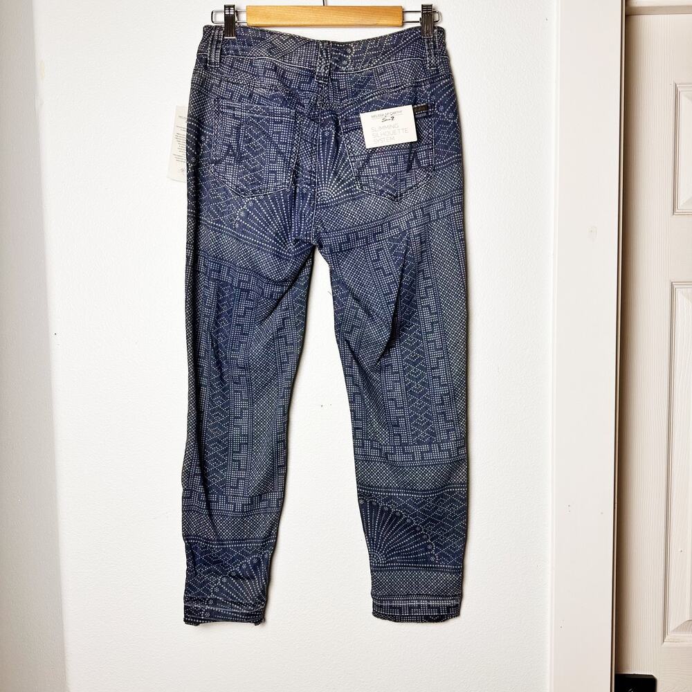 NWT 7 Melissa McCarthy Slimming Silhouette System Blue Patterned Jeans sz 4 - Picture 2 of 11